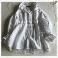 LOVE JOLIE リネン100% 白 ブラウス シャツ 長袖 ラブジョリエ