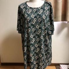 DECOY 花柄 半袖チュニック 緑 ３L 大きいサイズ　ひんやり&UV対策