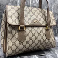 ✨希少✨GUCCI GG ハンドバッグ レザー ブラウン ベージュ 金 ロゴ