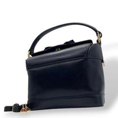 美品　キミジマ　ショルダーバッグ　紺　フラップ　2way　ゴールド金具　s86