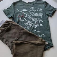 半袖　Tシャツ　長ズボン　140　カーキ　ロングパンツ　2枚セット