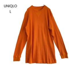 【UNIQLO】オレンジ L ワッフル生地 長袖カットソー a0498