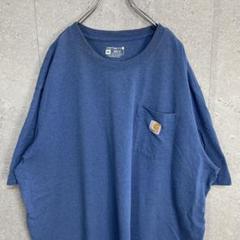 カーハート　刺繍ロゴ　胸ポケット　ブルー　オーバーサイズTシャツ2XL
