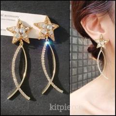 No.217 スタービジュー×クリスタルストーンクロス♡♡ピアス イヤリング