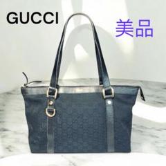 美品 GUCCI グッチ トートバッグ GG柄 キャンバス レザー 141470