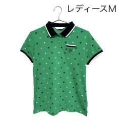 マンシング 半袖ポロシャツ M レディース ゴルフ 総柄 ペンギン 緑　ドット