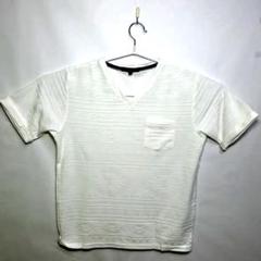 ホワイト Vネック Tシャツ カットソー ポケット付き