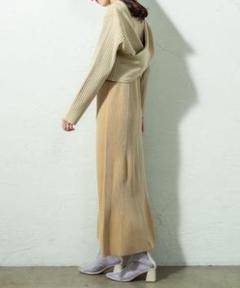 mystic　配色リブクロス　ニットワンピース　セットアップ　長袖　2way
