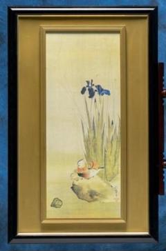 酒井抱一『あやめとおしどり』アートポスター 木製額付 約108×68cm 酒井抱一『あやめとおしどり』アートポスター 木製額付 約108