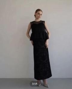 Acka. ブラックパーティードレス Acka.（エーシーケーエー）sheer over one-piece（ブラック/2