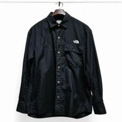 美品『ザノースフェイス』ヌプシシャツ ナイロン ブラック 刺繍ロゴ XL THE NORTH FACE S/S NUPTSE SHIRT ブラックxアスファルトグレー