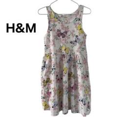 H&M 蝶と花のノースリーブワンピース