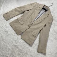 【S】ザラ ベーシック ♡ リネン ジャケット ベージュ ストライプ ZARA