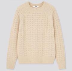 【UNIQLO】 ユニクロ ライトスフレヤーンポインテールクルーネックセーター