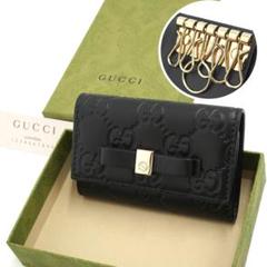 ✨新品未使用・箱付き✨ GUCCI キーケース メイフェア リボン 6連 黒色
