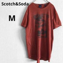 スコッチアンドソーダ M メンズ ヴィンテージ プリント 半袖 Tシャツ 後染め
