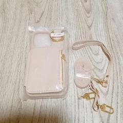 ベージュ☆iPhone 14pro ケース ショルダー 手帳型 カード収納