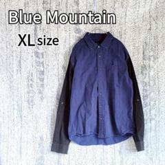 【ブルーマウンテン】青 ドット柄長袖シャツ XL メンズ t2287のサムネイル