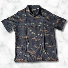 Batik Bay キューバシャツ シルク100% 3XLT 総柄 カーキ 古着 Batik Bay キューバシャツ シルク100% 3XLT 総柄 カーキ 古着