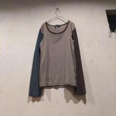 美品【DO-LE project】切替 ボーダー柄　ロンT　ブラウン系