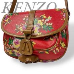 【美品】 KENZO ケンゾー ショルダーバッグ レザー 赤 花 ミニ チェック