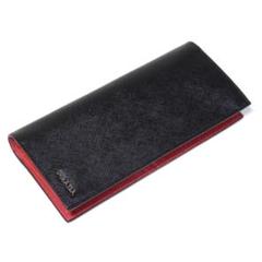 PRADA サフィアーノレザー 二つ折り長財布 ブラック レッド