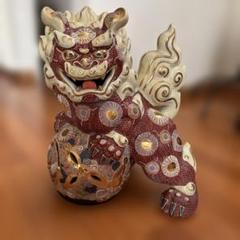 九谷焼 希少色 玉乗り 獅子 色絵 魔除け 25cm 縁起物 置物 350-00 九谷焼 希少色 玉乗り 獅子 色絵 魔除け 25cm 縁起物 置物 350