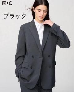 UNIQLO ダブルジャケットリラックスフィット ブラック - メルカリ