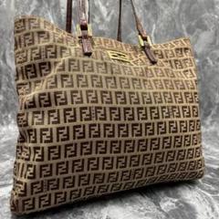 価格高騰✨フェンディ　FENDI トートバッグ　ズッカ　金具　ブラウン