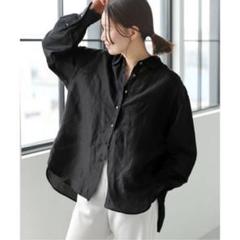美品】2024SS イエナIENA ラミーリヨセルフェミニンシャツ 黒 38