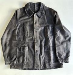 40s ヴィンテージ フレンチ Vポケ ブラックモールスキン ワークジャケット黒 全国通販】VINTAGE 40-50s FRENCH WORK