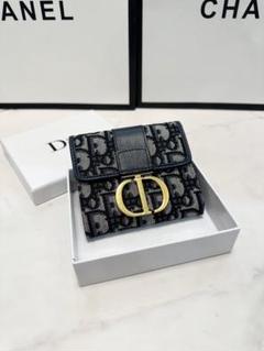 Dior 青 エナメル 三つ折り財布 ChristianDiorクリスチャンディオール 青三つ折り財布ロゴチャーム