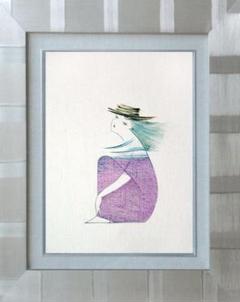 絵画 インテリア 額付(白) 油絵 F4-080414 人物 女性像 絵画 インテリア 額付(銀) 油絵 F4-080414 人物 女性像 - メルカリ