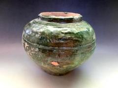 壷■緑釉 丸壺 古い花瓶 オブジェ 土器 須恵器 古玩 唐物 中国 時代物 骨董 壷□緑釉 丸壺 古い花瓶 オブジェ 土器 須恵器 古玩 唐物 中国