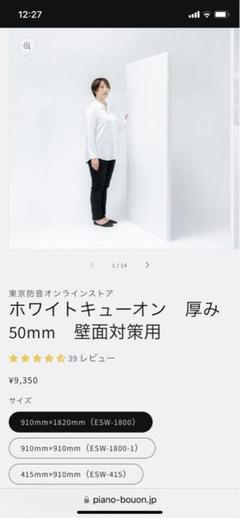 2枚】吸音材 ホワイトキューオン 幅910㎜×長1820㎜×厚50