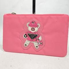 激安ブランド ほぼ未使用 PRADA ポーチ テニス クマ ピンク 3角プレート バッグ