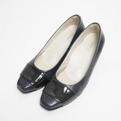 【美品】ペダラ パンプス ハイヒール エナメル 幅広 23.5cm