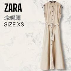 【ほぼ未使用】 ZARA ベルト付き ノースリーブ ポプリン ドレス