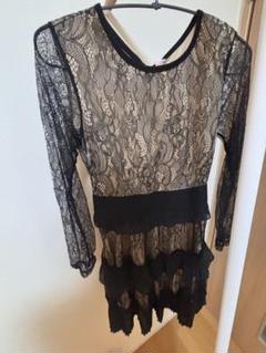 Tika レースフリル黒ドレス