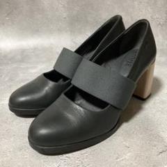 カンペール　CAMPER (37) レザーヒールパンプス　ゴムストラップ　黒 カンペール CAMPER (37) レザーヒールパンプス ゴムストラップ