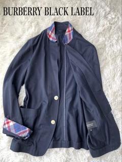BURBERRY BLACK LABEL テーラード アンコン リネン混 紺色