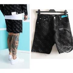 英国インポート boohooMAN ブラックデニムハーフパンツ 30のサムネイル