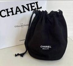 新品!CHANEL シャネル ブラック 巾着ポーチ 化粧ポーチ キャンバス