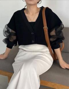 美品　CAPRICIEUX LE'MAGE 袖シアーカーディガン　黒