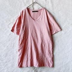 【チャオパニック】半袖Tシャツ　Vネック　ピンク　綿混　トップス　ゆったり　春夏