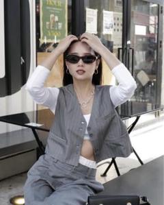 searoomlynn Curve Placket MixテープYarnベスト Curve Placket MixテープYarnベスト