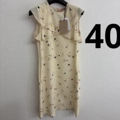 40 N°21 花柄　アイボリー　ミニワンピース