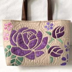 ハンドメイド ハワイアンキルトバッグ バラ - メルカリ