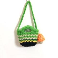 キノコ　ミニチュアバッグ　あみぐるみ　ハンドメイド　かぎ針編み　ドール用