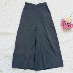 ジーユー ワイドフレアパンツ クロップド丈 ロング ダークグリーン S